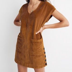 Madewell Corduroy Side-Button Shift Dress